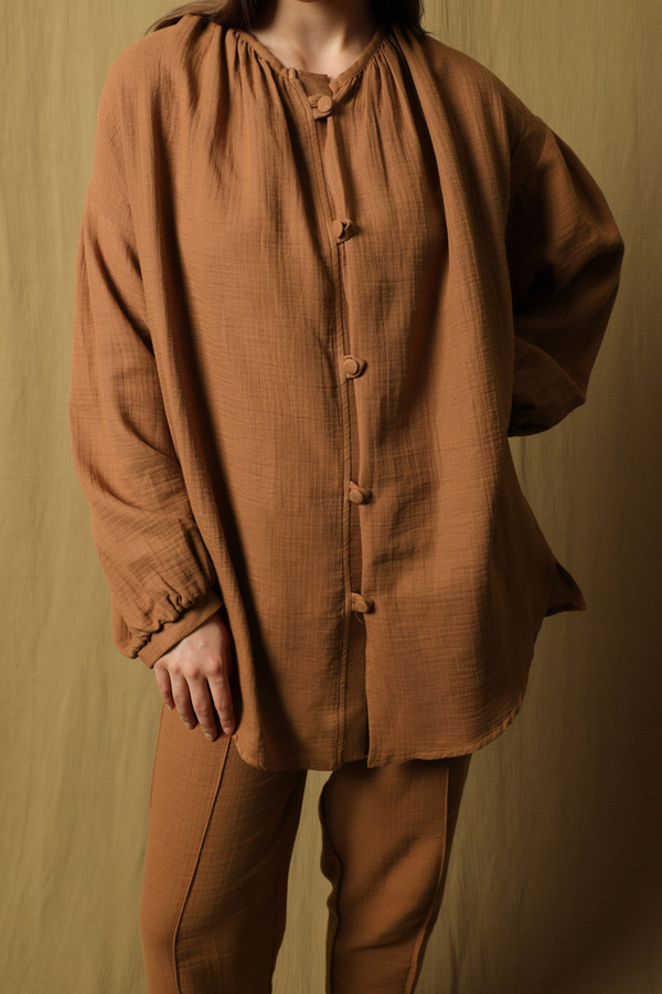 Balon Kol Müslin Takım Kiremit - 5