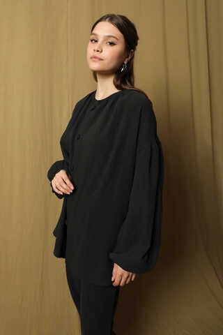 Balon Kol Müslin Takım Siyah - 2