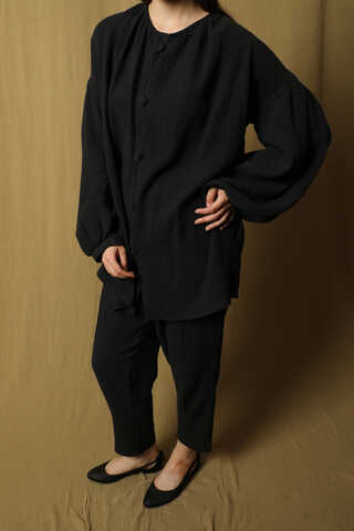 Balon Kol Müslin Takım Siyah - 3