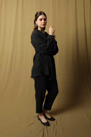 Balon Kol Müslin Takım Siyah - 6