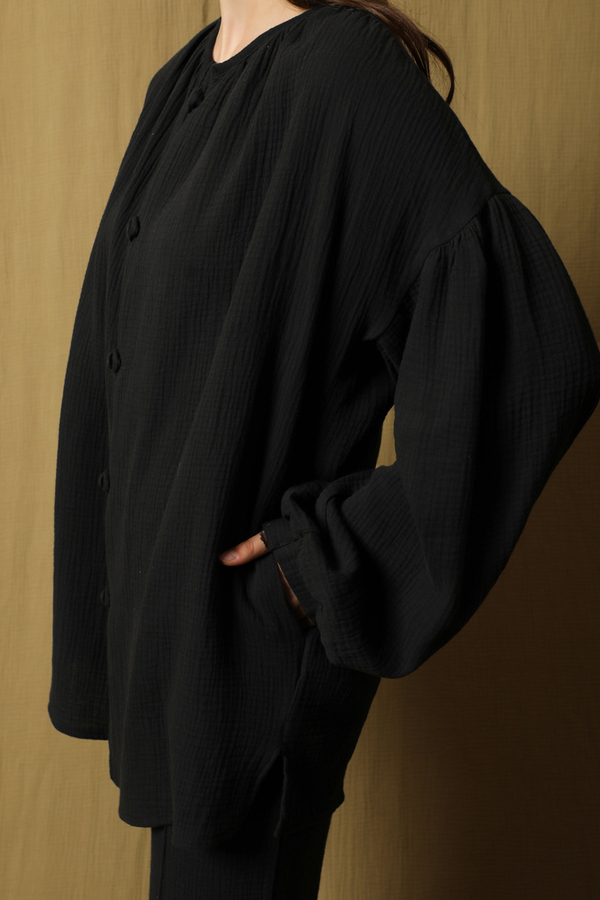 Balon Kol Müslin Takım Siyah - 5