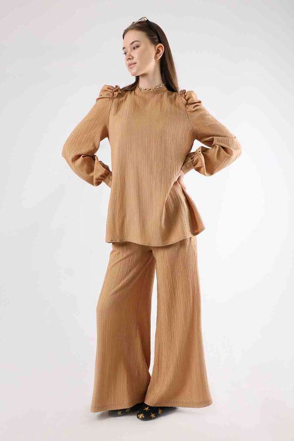 Balon Kol Pantolonlu Takım Camel - 1