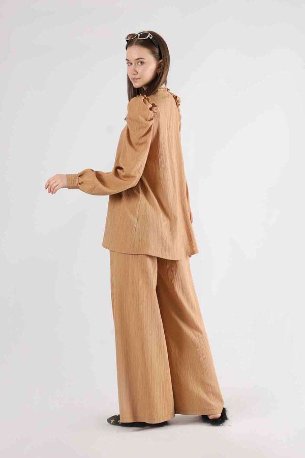 Balon Kol Pantolonlu Takım Camel - 5