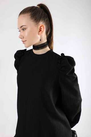 Balon Kol Pantolonlu Takım Siyah - 4