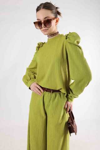 Balon Kol Pantolonlu Takım Yağ Yeşili - 2