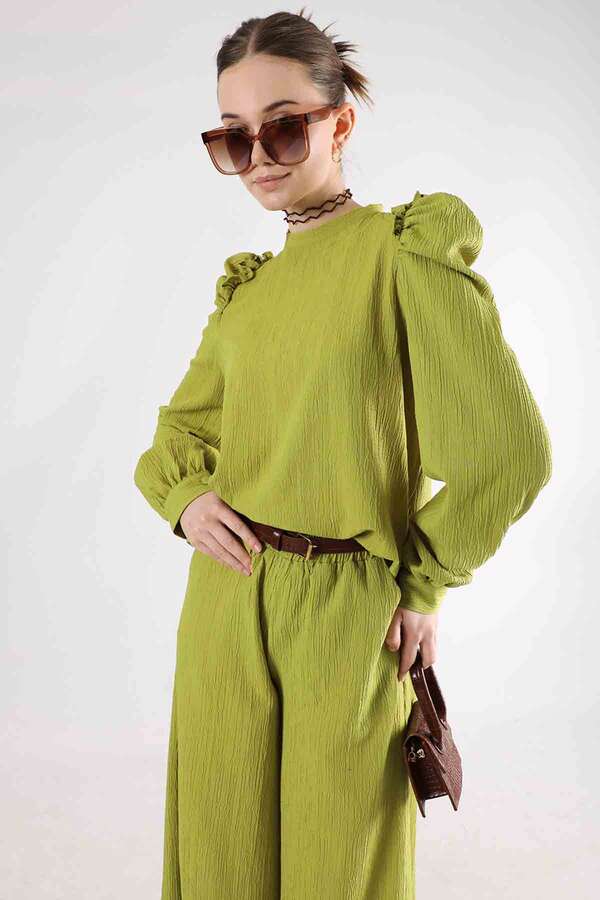 Balon Kol Pantolonlu Takım Yağ Yeşili - 2