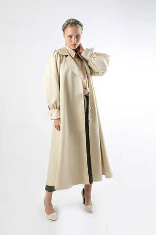Balon Kol Trençkot Ekru - 1