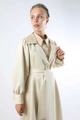 Balon Kol Trençkot Ekru - 2