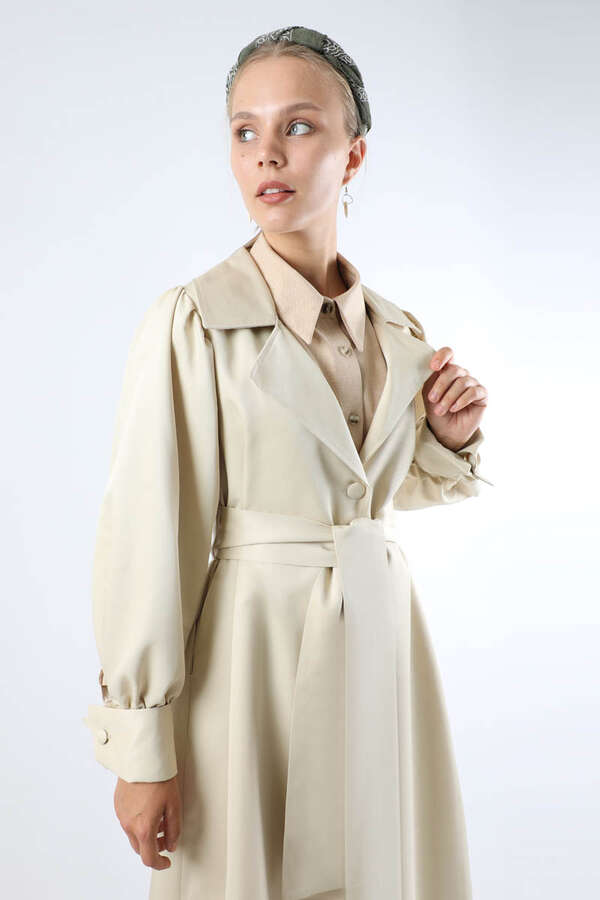 Balon Kol Trençkot Ekru - 2