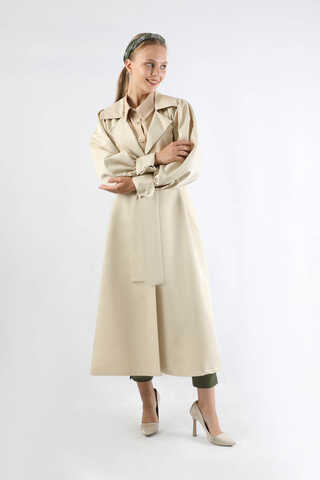 Balon Kol Trençkot Ekru - 3