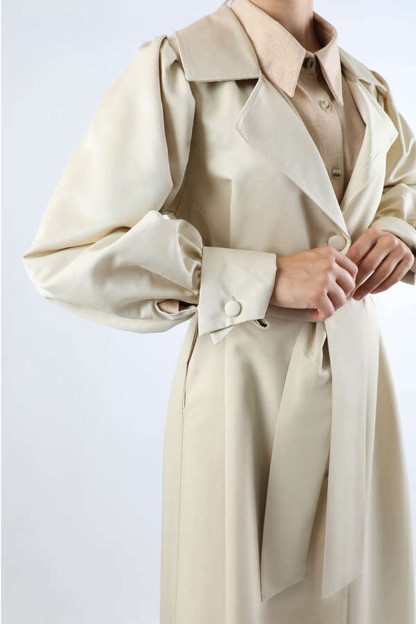 Balon Kol Trençkot Ekru - 4