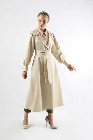 Balon Kol Trençkot Ekru - 5