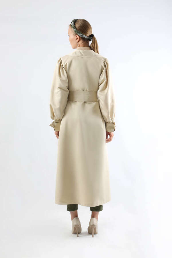 Balon Kol Trençkot Ekru - 6