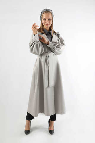 Balon Kol Trençkot Gri - 1