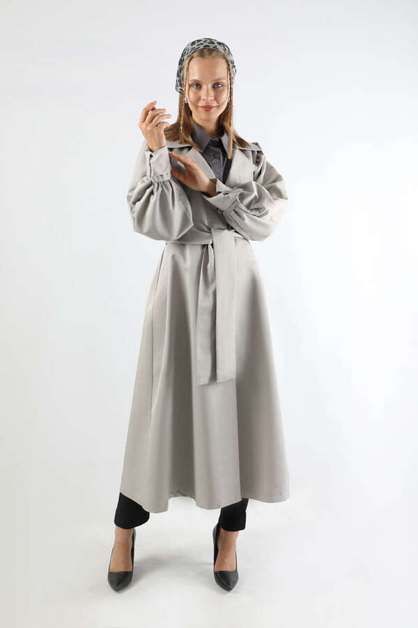 Balon Kol Trençkot Gri - 1