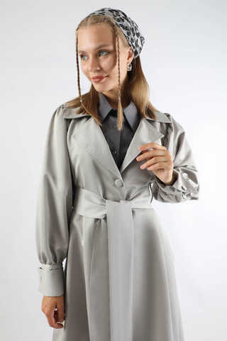 Balon Kol Trençkot Gri - 2