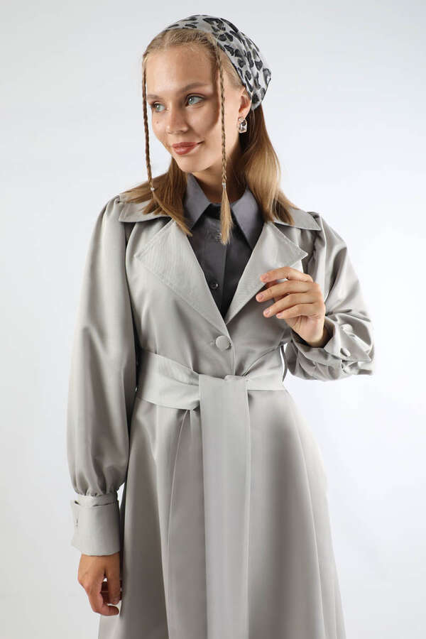 Balon Kol Trençkot Gri - 2