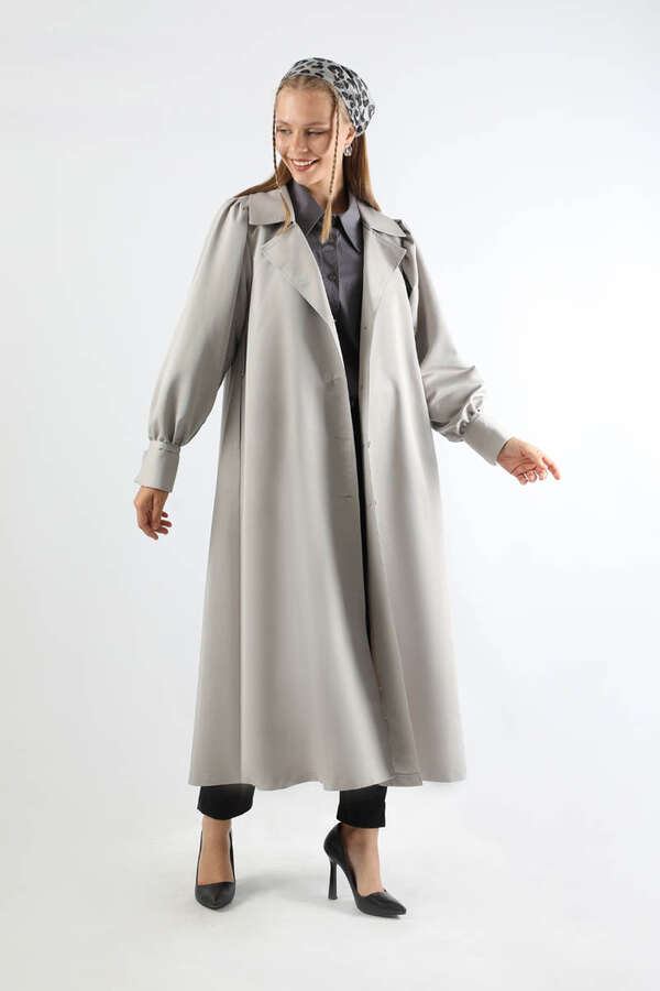 Balon Kol Trençkot Gri - 3