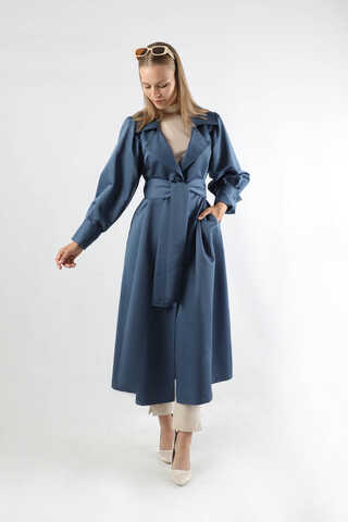 Balon Kol Trençkot İndigo - 1