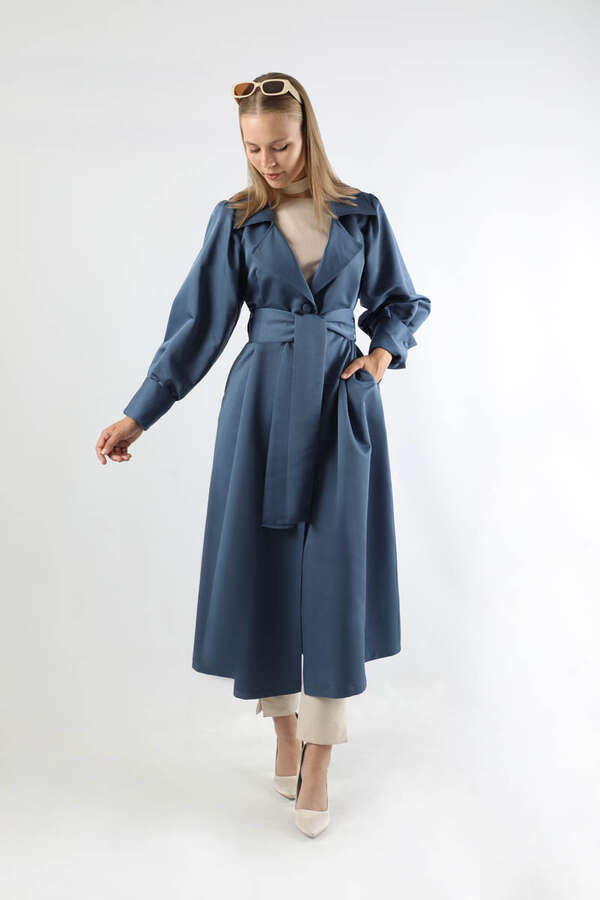 Balon Kol Trençkot İndigo - 1