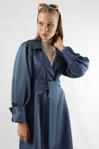 Balon Kol Trençkot İndigo - 2