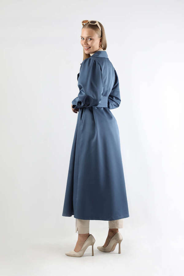 Balon Kol Trençkot İndigo - 6