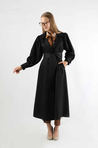 Balon Kol Trençkot Siyah - 1