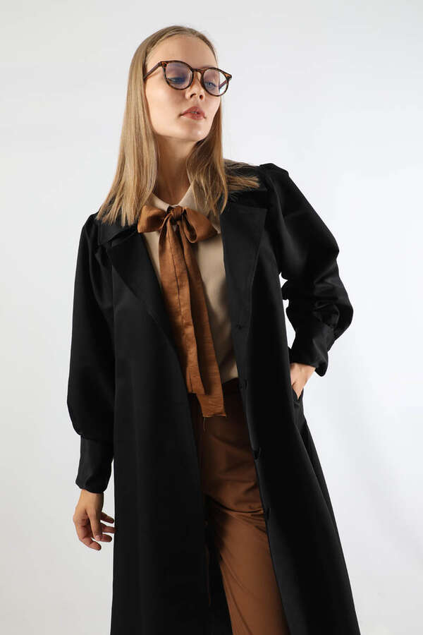 Balon Kol Trençkot Siyah - 2