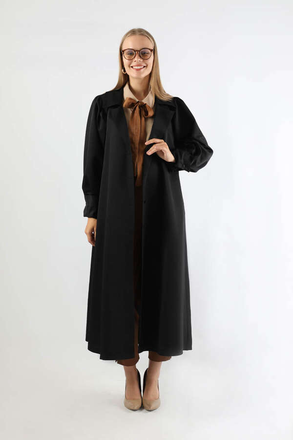 Balon Kol Trençkot Siyah - 3