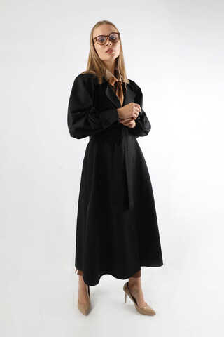 Balon Kol Trençkot Siyah - 5