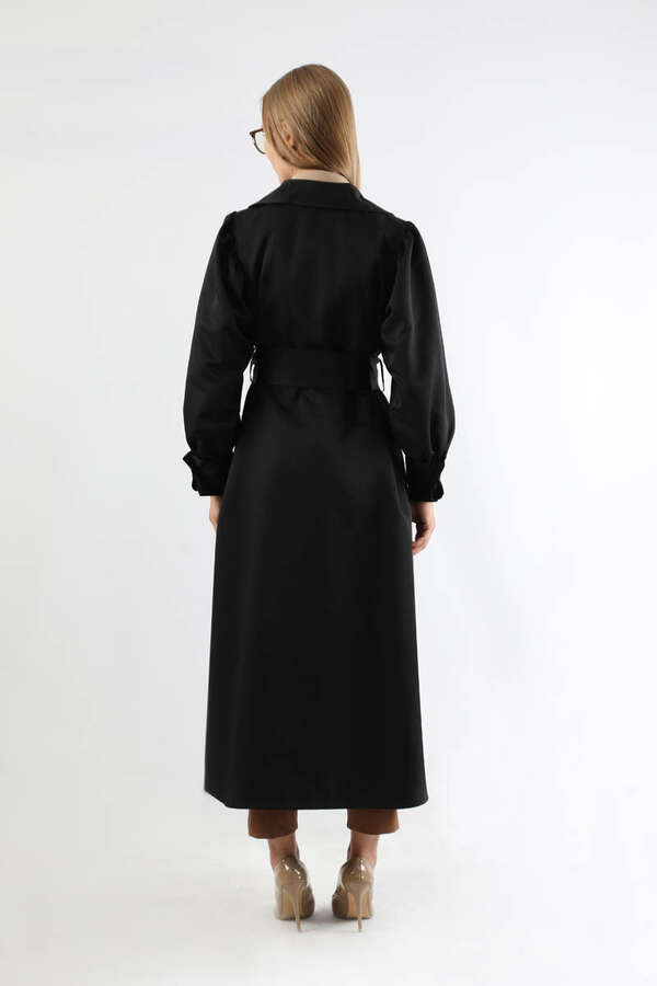 Balon Kol Trençkot Siyah - 6