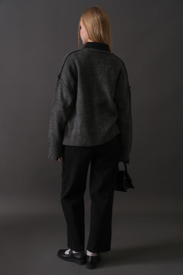 Basic Triko Hırka Antrasit - 12