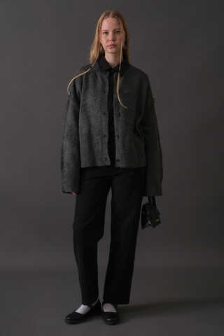 Basic Triko Hırka Antrasit - 5