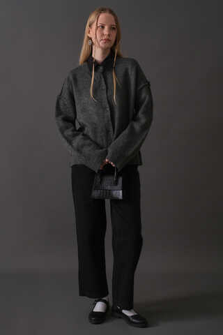 Basic Triko Hırka Antrasit - 3