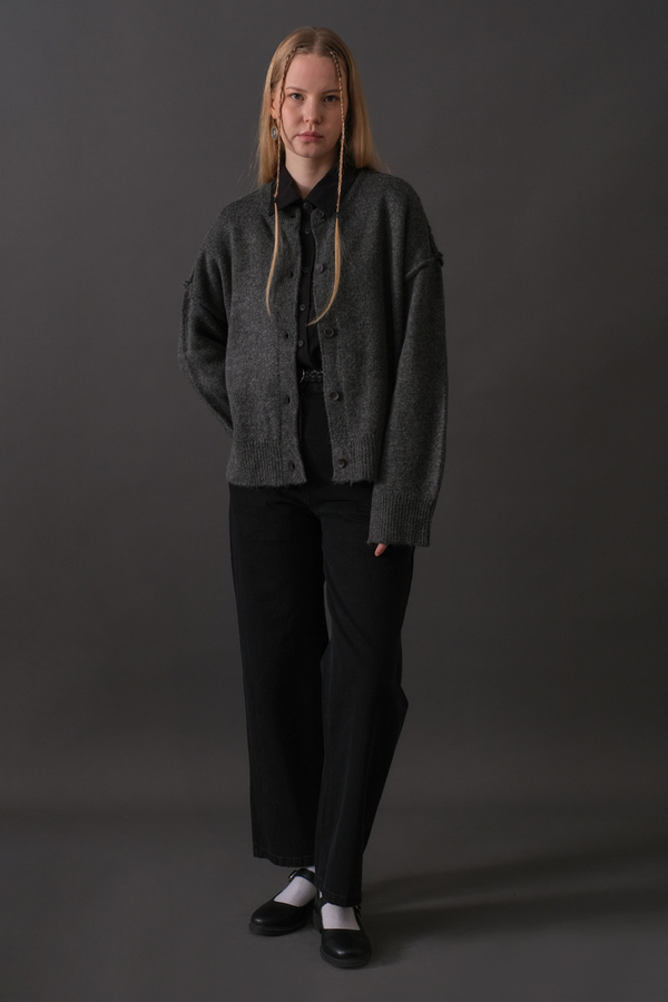 Basic Triko Hırka Antrasit - 9