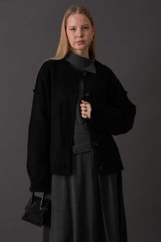 Basic Knit Cardigan Black - 2