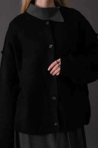 Basic Knit Cardigan Black - 5