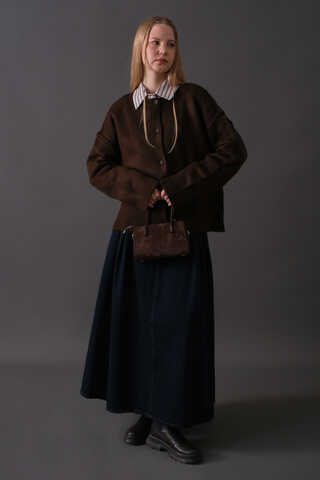 Basic Knit Cardigan Brown - 2