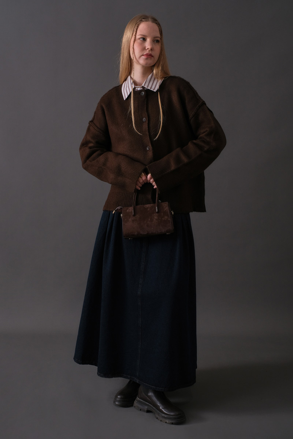 Basic Knit Cardigan Brown - 2