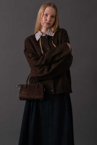 Basic Knit Cardigan Brown - 3