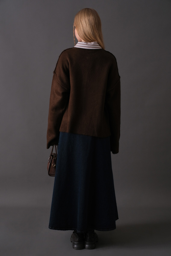 Basic Knit Cardigan Brown - 11