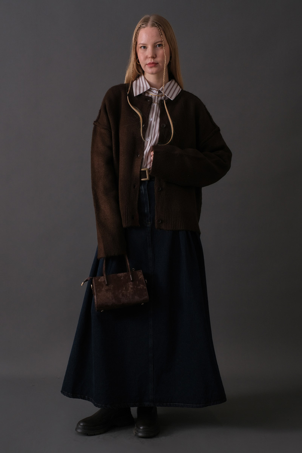 Basic Knit Cardigan Brown - 4