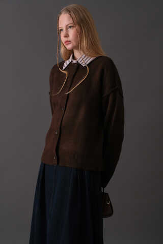 Basic Knit Cardigan Brown - 6