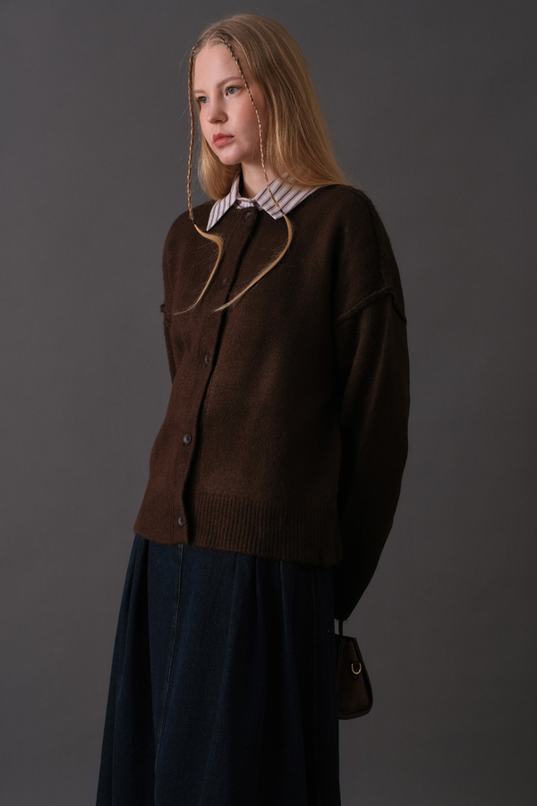 Basic Knit Cardigan Brown - 6