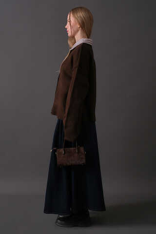 Basic Knit Cardigan Brown - 7