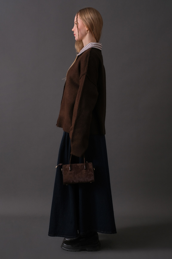 Basic Knit Cardigan Brown - 7