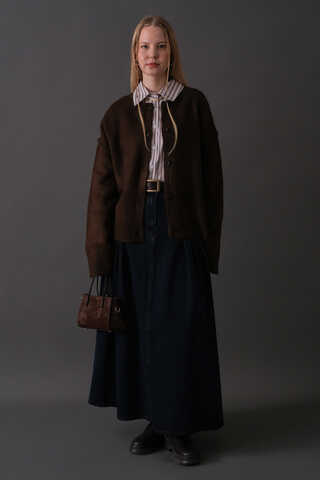 Basic Knit Cardigan Brown - 8