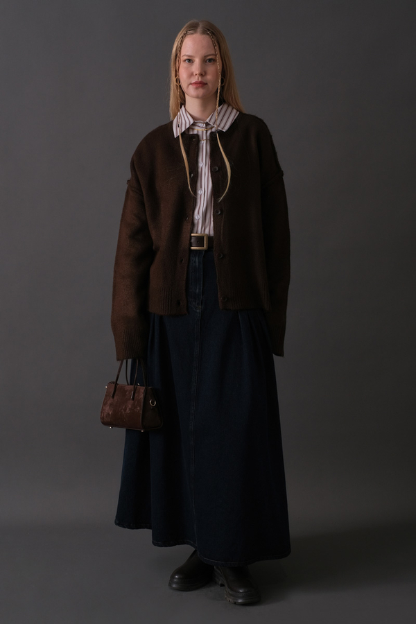 Basic Knit Cardigan Brown - 8