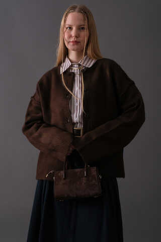 Basic Knit Cardigan Brown - 10