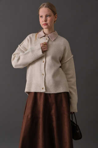 Basic Knit Cardigan Stone - 2